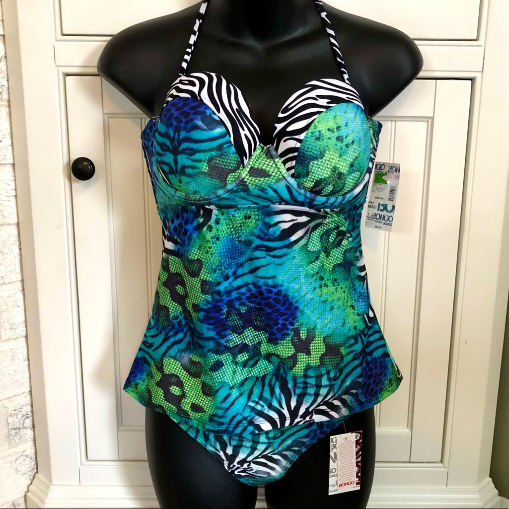 New Bongo Animal 2-Pc Push-Up Tankini Juniors Sz M